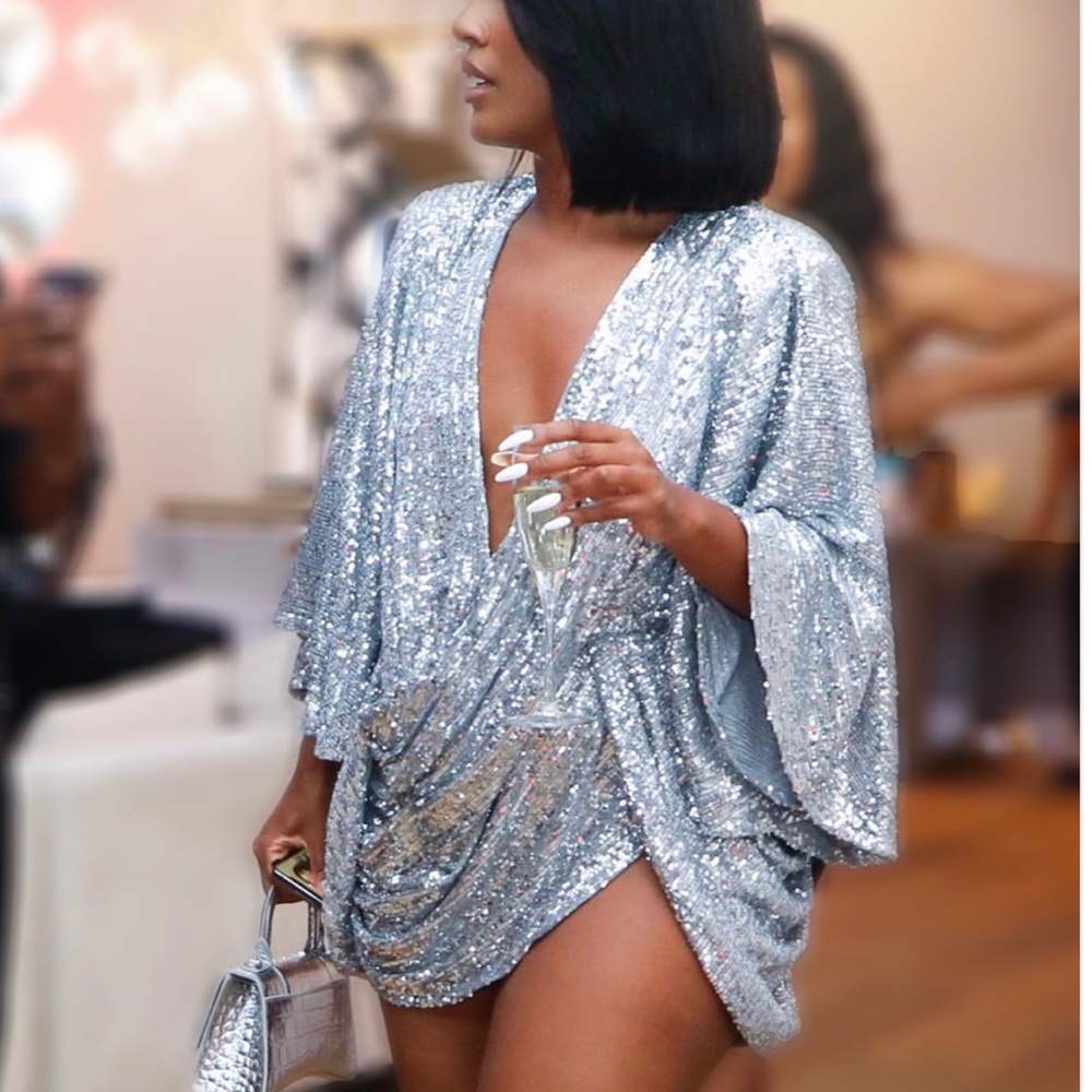 COPY - Show stopping silver dress perfect for any celebration or occasion
